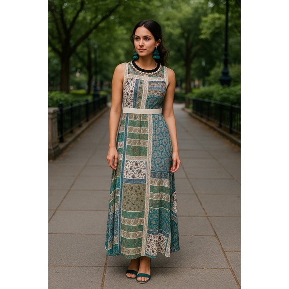 NWT La Diosa Patchwork Boho Maxi Dress Size S cottagecore Bohemian Boho Chic - Picture 2 of 12